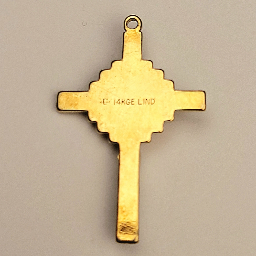 Vintage Uncas 14K GE Lind Crucifix Cross Pendant - 5/16th inch - Picture 2 of 8